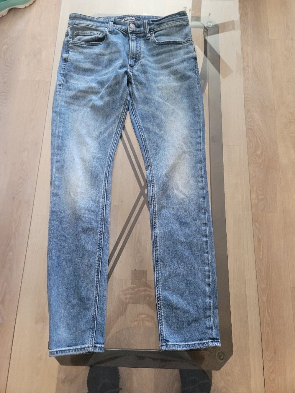Express Men's Classic Skinny Light Denim Stonewashed Low Rise Jeans size 30x31